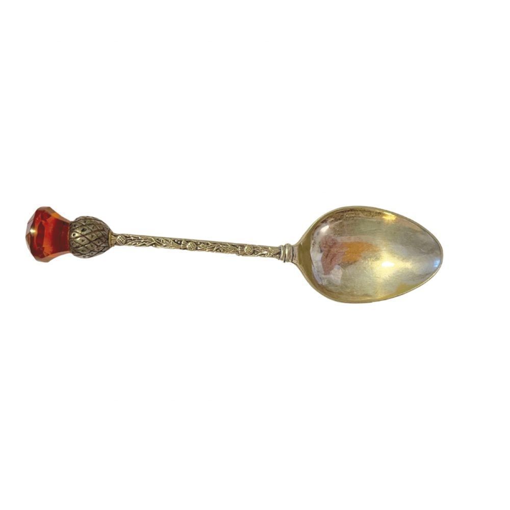 Vintage Silver Small Stir Spoon with Amber